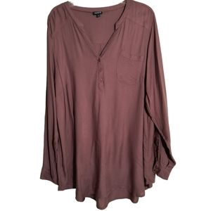 Torrid Brown Roll Tab sleeve Tunic Top size 3/ US womens size 3X